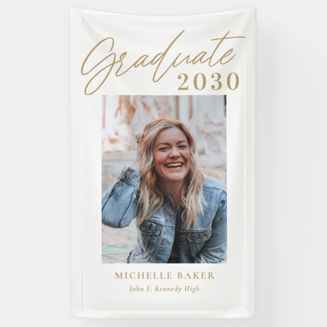 Lona Banner de graduación de COLOR EDITABLE con encanto (Vertical)