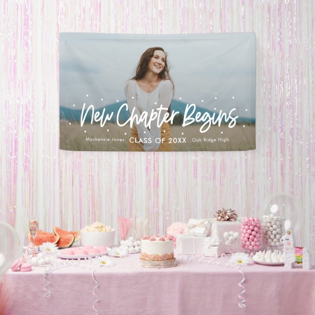 Lona Banner de graduación de color EDITABLE de Outlook  (Fiesta)