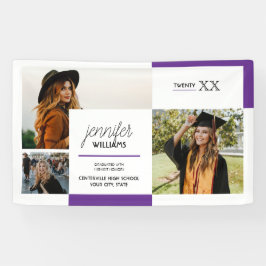 Lona Banner de graduación de foto morada 3