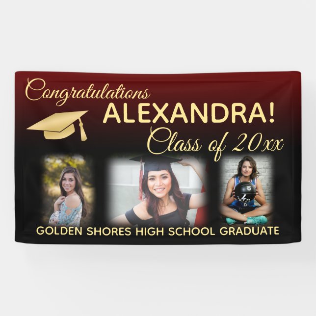 Lona Banner de graduación de fotos con efecto de filtro (Horizontal)