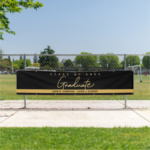 Lona Banner de graduación de Graduados de Clase Negra d