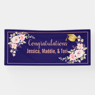 Lona Banner de graduación de nombre personalizado azul 