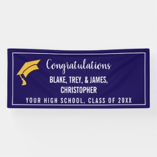Lona Banner de graduación de nombres personalizados azu