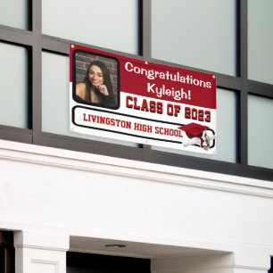 Lona Banner de graduación de vinilo rojo y blanco