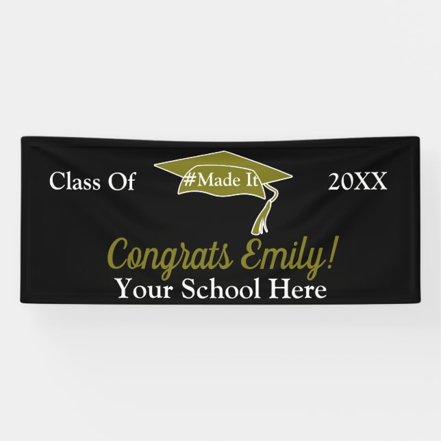 Lona Banner de graduación personalizada - 2.5'x6' (Horizontal)