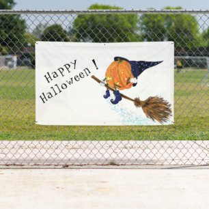 Lona Banner de Halloween Broom de la calabaza voladora 
