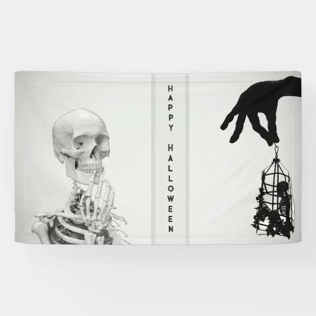 Lona Banner de Halloween con esqueleto de mano (Horizontal)