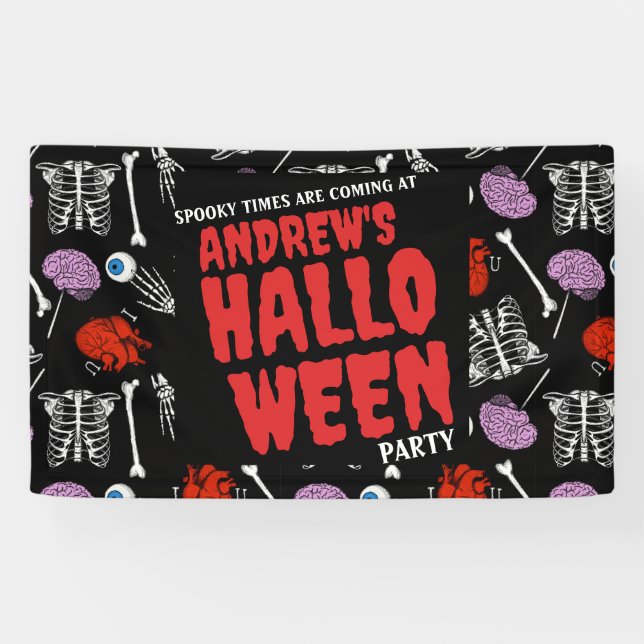 Lona Banner de Halloween personalizable - ¡Agrega tu te (Horizontal)