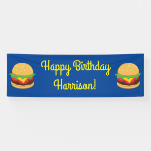 Lona Banner de hamburguesa de fiesta de cumpleaños