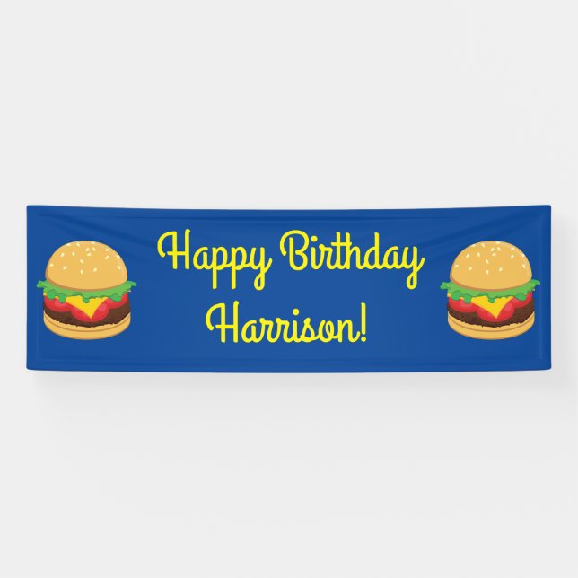 Lona Banner de hamburguesa de fiesta de cumpleaños (Horizontal)