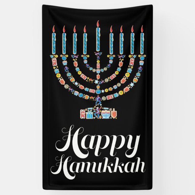 Lona Banner de Happy Hanukkah (Vertical)