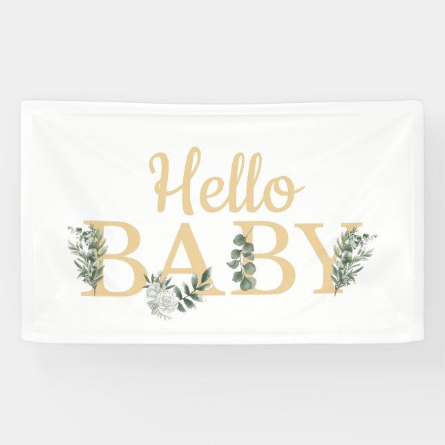 Lona Banner de Hello Baby Eucalyptus (Horizontal)