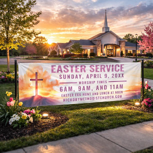 Lona Banner de horario de servicio de Pascua para igles