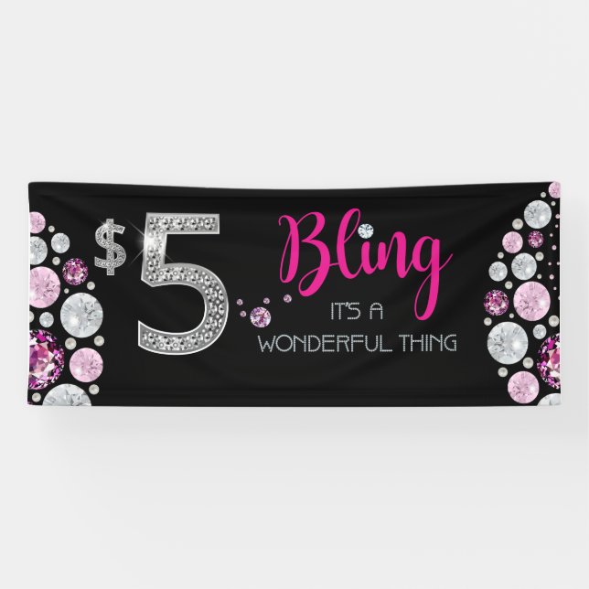 Lona Banner de joyería de $5 - Bling (Horizontal)