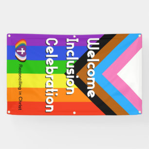 Lona Banner de la bandera del Orgullo Progresivo - Vert