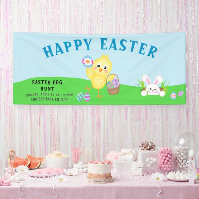 Lona Banner de la cacería de huevos de pascua (Fiesta)