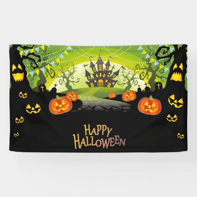 Lona Banner de la casa embrujada de Halloween (Horizontal)