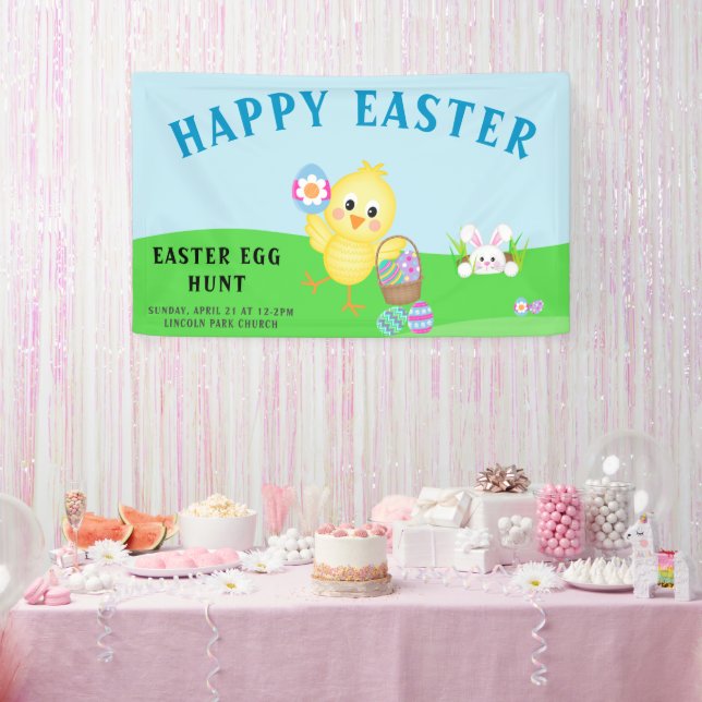 Lona Banner de la caza de huevos de Pascua (Fiesta)