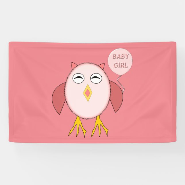 Lona Banner de la chica pequeña y rosa (Horizontal)