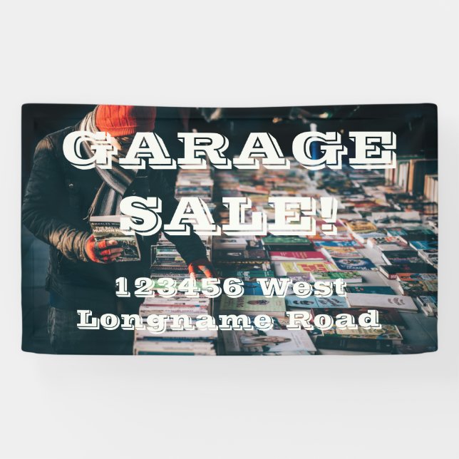 Lona Banner de la dirección de edición de Garage Sale (Horizontal)