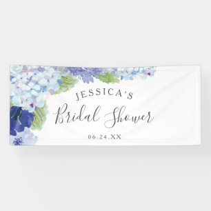 Lona Banner de la ducha de novia Blue Hydrangea