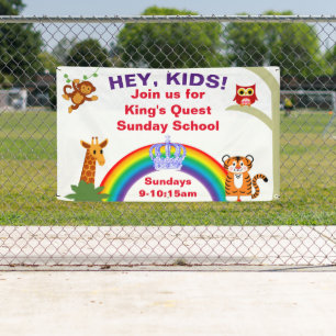 Lona Banner de la escuela de domingo de Fun Animal