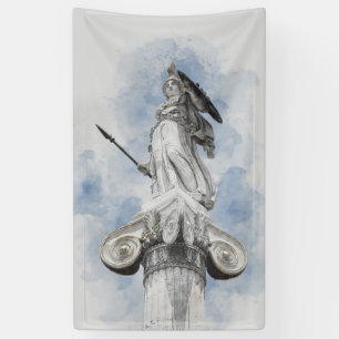 Lona Banner de la estatua clásica griega Athena - mito 