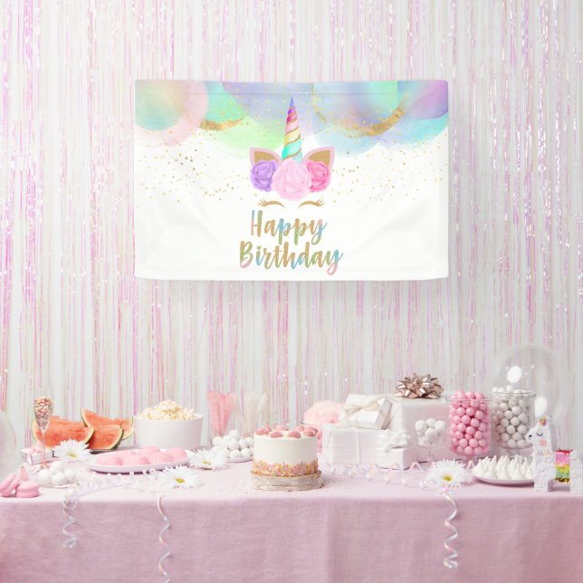 Lona Banner de la fiesta de cumpleaños de Unicorn (Fiesta)