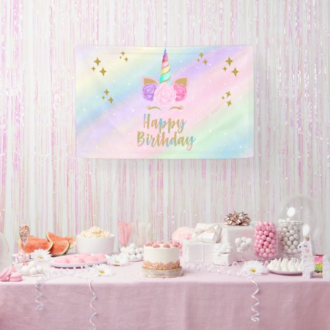 Lona Banner de la fiesta de cumpleaños de Unicorn (Fiesta)