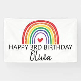 Lona Banner de la fiesta de cumpleaños Rainbow y Hearts
