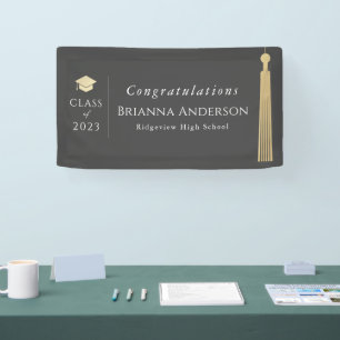 Lona Banner de la fiesta de graduación de grisón y tacó