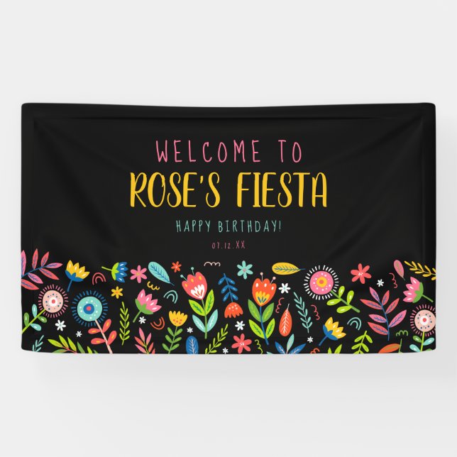 Lona Banner de la Fiesta Floral (Horizontal)