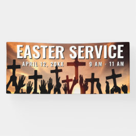 Lona Banner de la hora del servicio de Pascua de la Igl