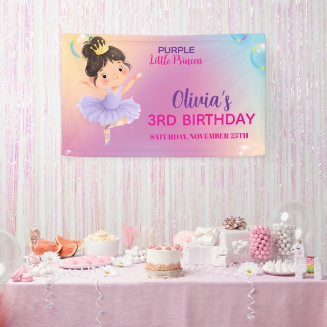 Lona Banner de la pelota de la pequeña princesa morada (Fiesta)