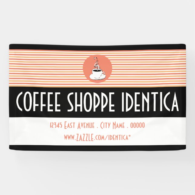 Lona banner de la tienda de café mug swirls (Horizontal)