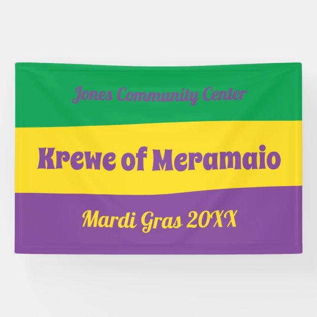 Lona Banner de las bandas de Mardi Gras con texto perso (Horizontal)