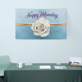 Lona Banner de Luxe Gold Blue Purpurina Happy Monday