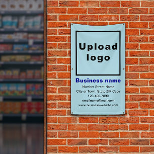 Lona Banner de marca comercial con retrato azul claro
