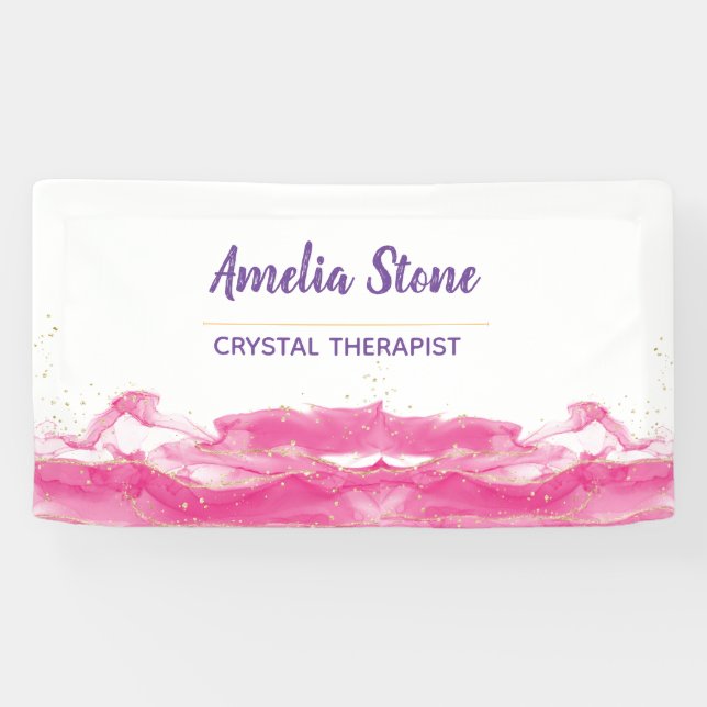 Lona Banner de Mármol rosa y dorado (Horizontal)