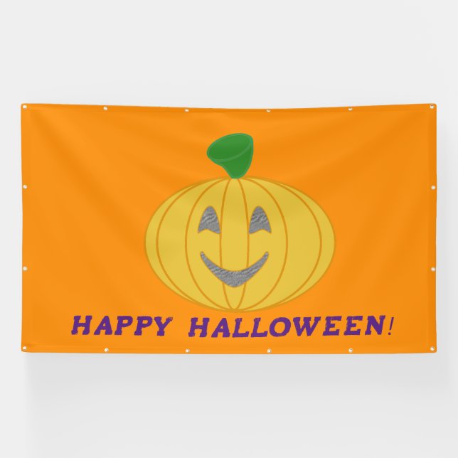 Lona Banner de naranja Happy Halloween (Horizontal)