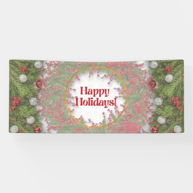 Lona Banner de Navidades de Felices Fiestas (Horizontal)