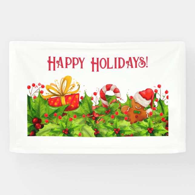 Lona Banner de Navidades divertidos de Happy Holidays (Horizontal)