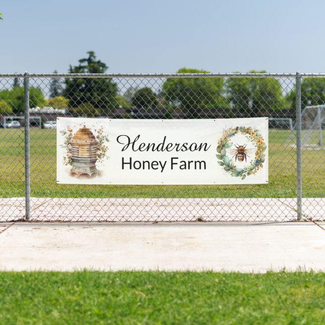 Lona Banner de negocio de Honey Hive y Bee (In situ)