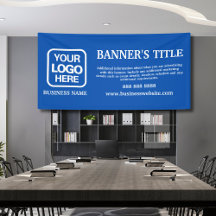 Banner de negocios blanco azul con logotipo modern
