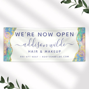 Lona Banner de negocios de Gemstone Rainbow Opal Fire