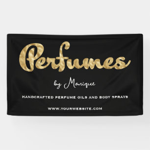 Lona Banner de negocios de perfume negro y Relieve meta