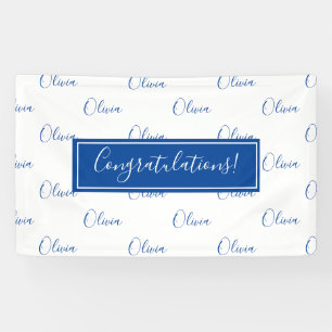 Lona Banner de nombre azul de felicitaciones personaliz