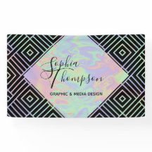 Banner de patrón simétrico holográfico moderno