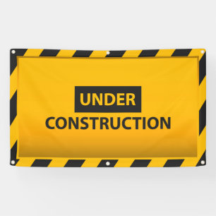 Lona Banner de Peligro Amarillo en Construcción