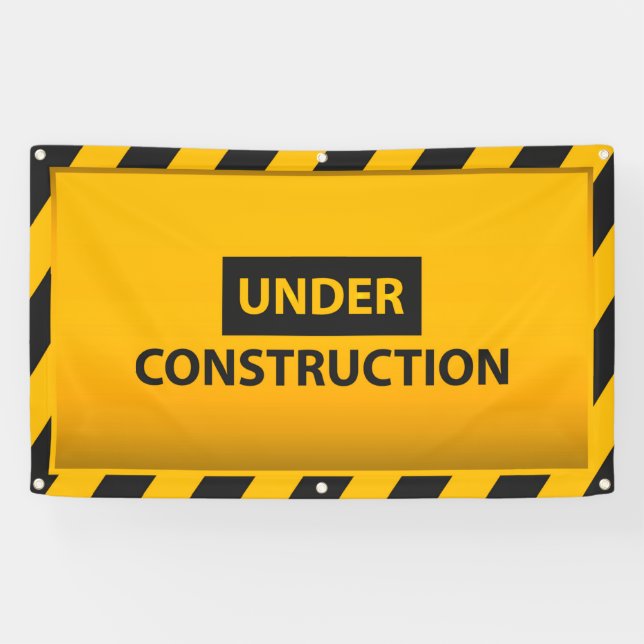 Lona Banner de Peligro Amarillo en Construcción (Horizontal)